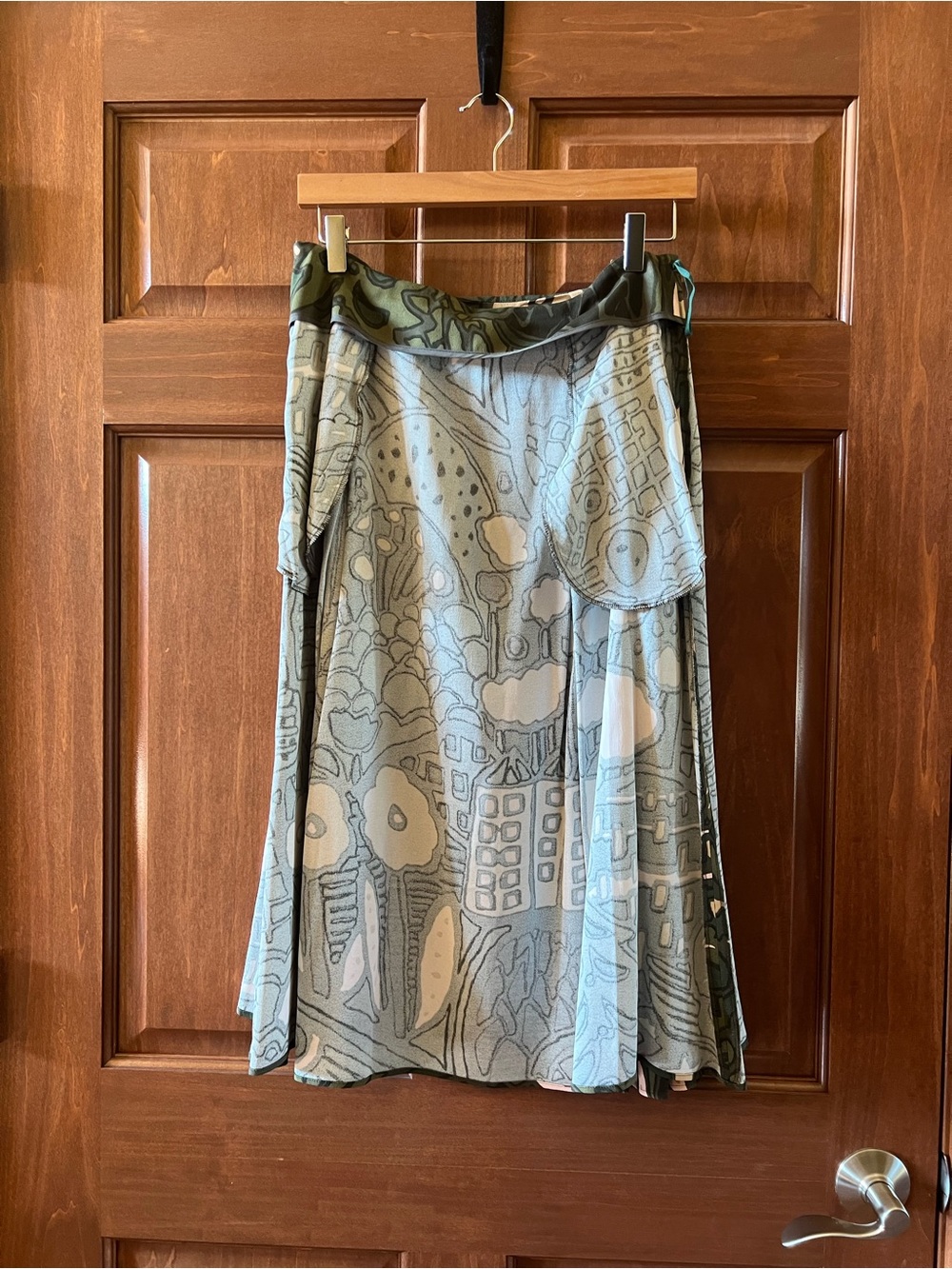 Marimekko Green and Cream Graphic A-Line Skirt - Picture 15 of 16